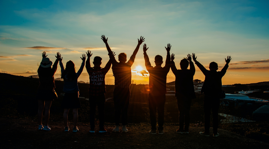 group of friends celebrating