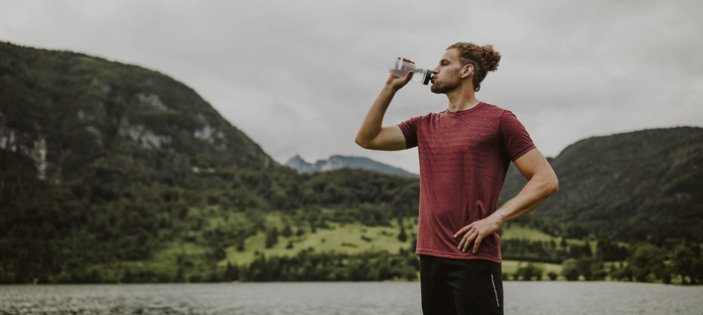 healthy man drinking water