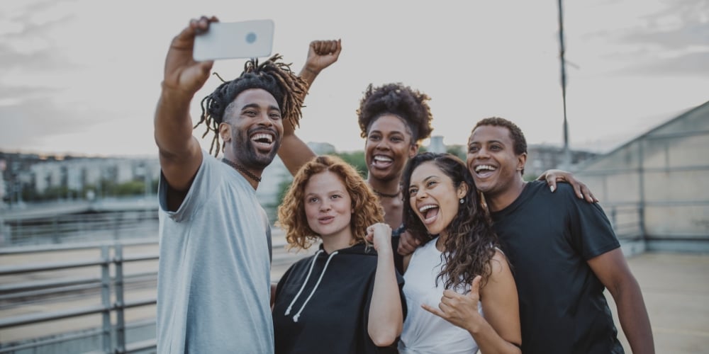 friends taking selfie