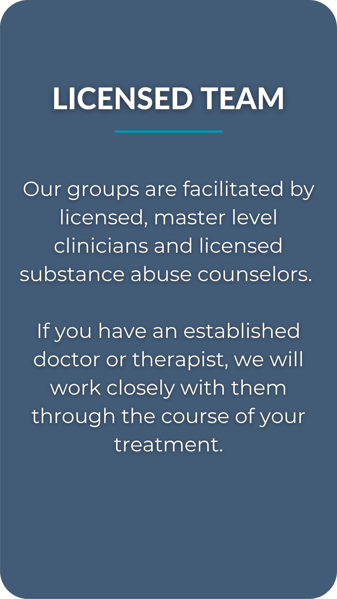 Our program is evidence-based Which means we utilize treatment components which research has shown to be most effective. Each week, participants will engage in group therapy, which meets once a week for up to a year  (1)