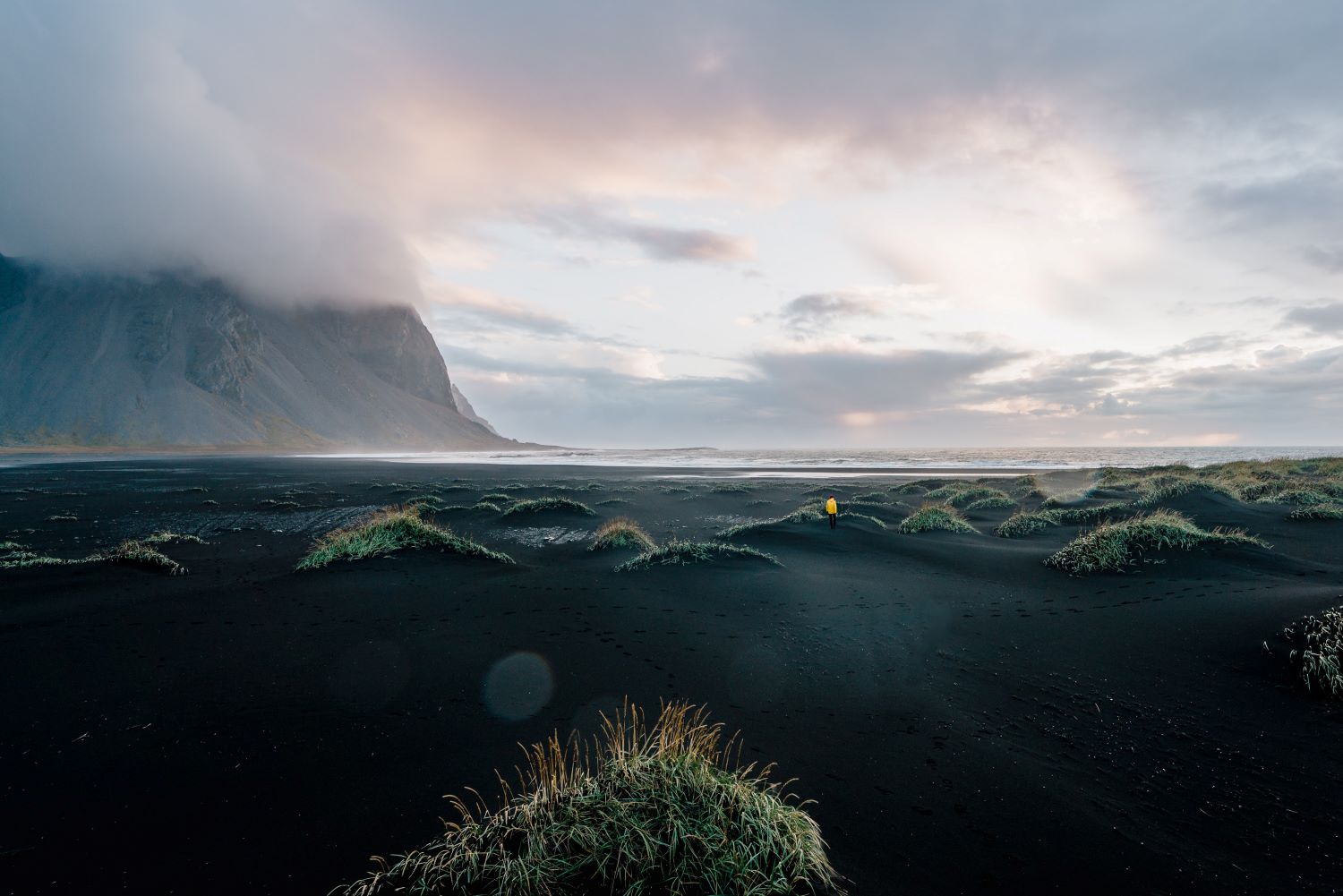 A dark and foggy mountain.